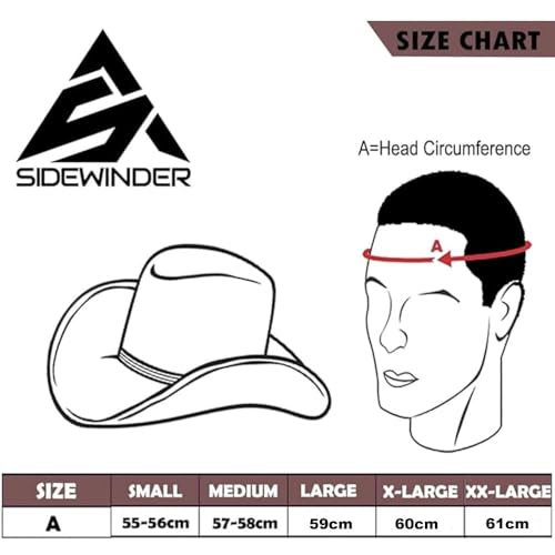 Sidewinder Shapeable Outback hat Western Style Leather Cowboy hat for Men and Women Wide Brim Vintage Old Style - size: XX-Large