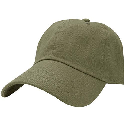 Falari Classic Baseball Cap Dad Hat 100% Cotton Soft Adjustable Size - color: Army Green