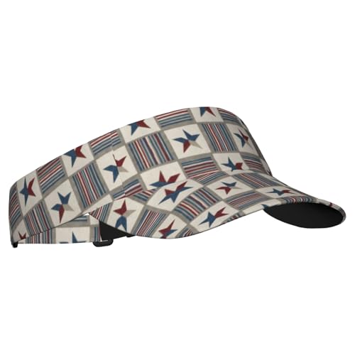 Adjustable Lightweight Open Top Sports Sun Visor Hat Cap for Golf Tennis - color: Patriotic Stars Plaid