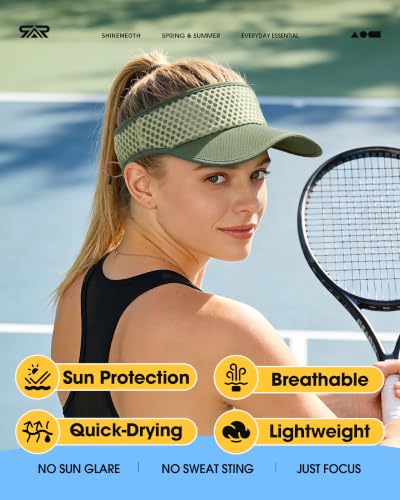 SUNMECI Mesh Breathable Sports Visor - Men Women Adjustable Lightweight Quick Dry Sun Hat for Tennis, Golf, Running - color: Military Green