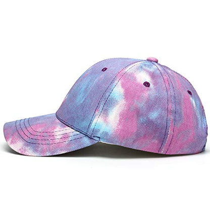 BEARUN Cotton Tie Dye Low Profile Cap Hiphop Baseball Cap Fashion Dad Hat - color: Blue Purple