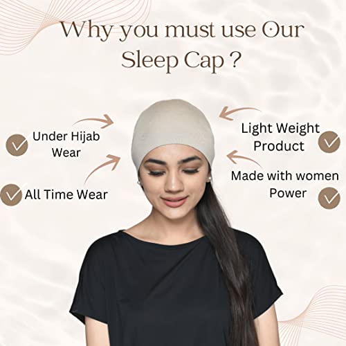 Chemo Hats Solid Sleep Cap Women's Bamboo Soft Headwear Cancer Cap Chemo Headwear Women - color: Beige