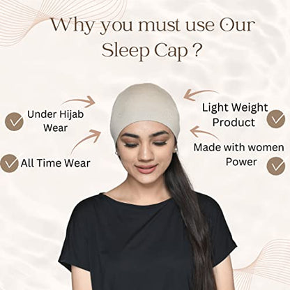 Chemo Hats Solid Sleep Cap Women's Bamboo Soft Headwear Cancer Cap Chemo Headwear Women - color: Beige