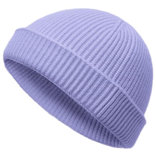 vidsel Thin Wool Fisherman Beanie Hat for Men Women Fall Winter Fashion Cap - color: 1-lavender