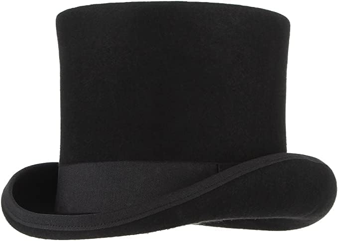 GEMVIE Men's Wool Felt Stage Magic Adults Costume Tall Top Hat 6.7" High Black - size: Large