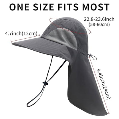 PFFY Sun Bucket Hats for Men Women UV Protection Sun Hat with Neck Flap - color: Solid Darkgray