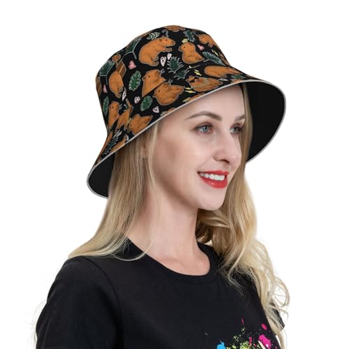 Bucket Hat for Men Women Packable Reversible Printed Summer Hats - color: Capybara
