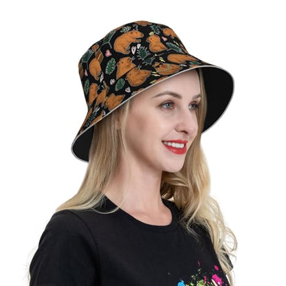 Bucket Hat for Men Women Packable Reversible Printed Summer Hats - color: Capybara