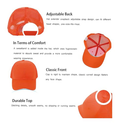ZH 12 Pack Mesh Trucker Hats, Bulk Baseball Caps for Men and Women, Trucker Cap Wholesale - color: Orange