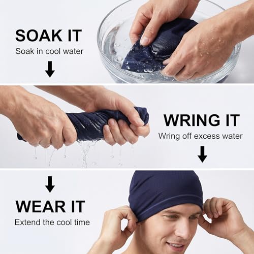 LONGLONG 2 Pack Summer Cooling Beanies Breathable Skull Caps Fits Big Heads - color: Black+navy Blue
