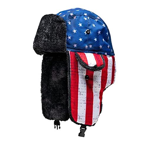 S A Soul of Adventure Winter Hat for Men & Women | Ushanka Russian Hat | Faux Fur Hat with Ear Flap - color: American Flag
