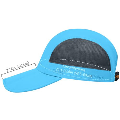 BASSDASH Folding Fishing Baseball Cap UPF 50+ Water Resistant Outdoor Portable Brim Hats for Women Men Hiking Adjustable - color: Cyan Blue