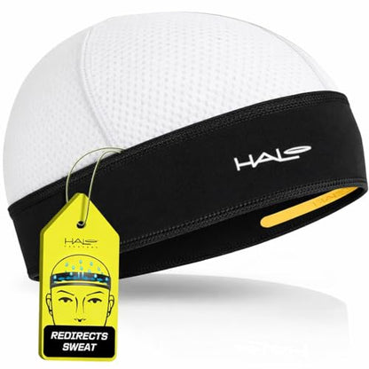 Halo Headband Skull Cap - The Ultimate Sweat Diverting, Absorbent, Lightweight, High Performance Skull Cap - color: white