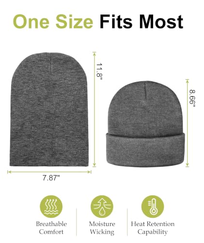 IYEBRAO 2-Pack Unisex Cuffed Beanie Hat for Men Women Skull Knit Cap - color: Dark Grey&dark Grey 2pcs