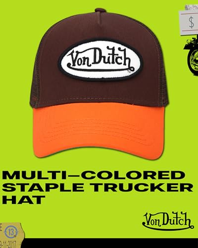Von Dutch Unisex Trucker Hat, Colorblock, Mesh Back, Curved Bill, Snapback - color: Sepia Stone