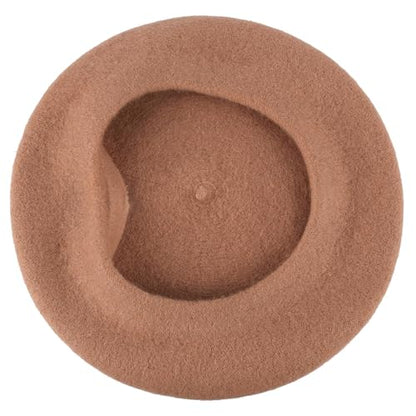 Women Beret Classic French Hat - Elegent Black Wool Beret for Party Romantic French Themed Fancy Dress(Size:S/M) - color: Khaki