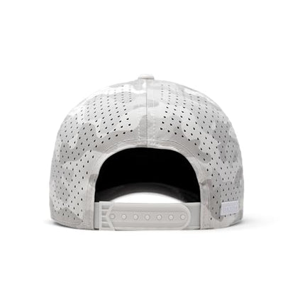 melin A-Game Hydro, Men’s Performance Snapback Hat - color: Snow Camo, size: Small