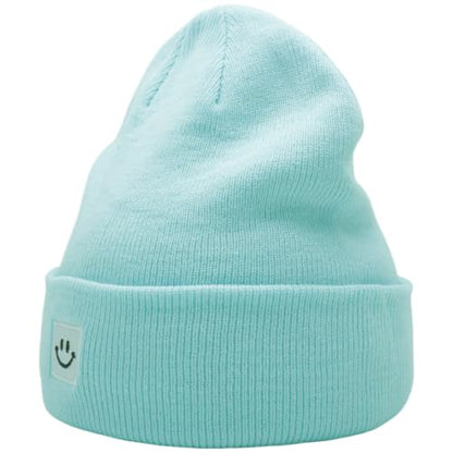 55cube Unisex Winter Beanie Hats Warm Thick Knit Cuffed Skullcaps - color: Cool Blue