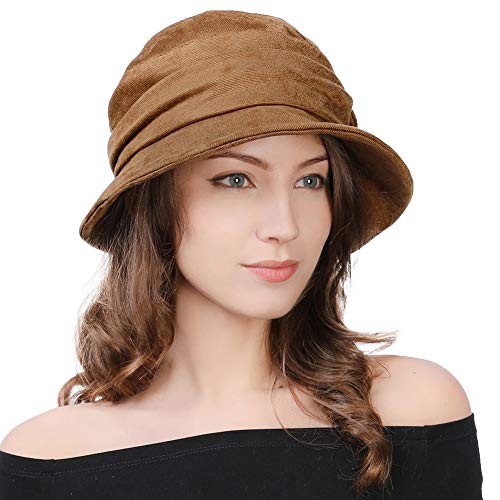 Comhats Womens 1920s Vintage Cloche Bucket Hat,Packable,Floppy,Winter,Party - color: Tan, size: XX-Large