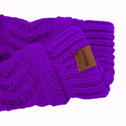 Rosoz 2 Pack Ponytail Beanie for Women,Winter Warm Beanie Tail Soft Stretch Cable Knit Messy High Bun Hat - color: 1pack-purple
