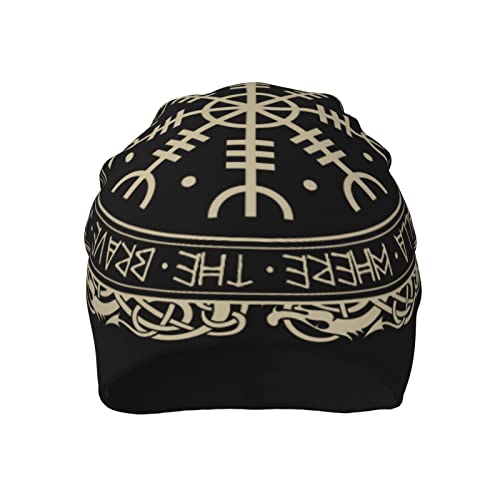 Men Vikings Beanie Caps,Norse Rune Skull Cap Knit Hat Slouchy Cap Autumn Summer Casual Beanies Hat - color: Norse Runes Printed