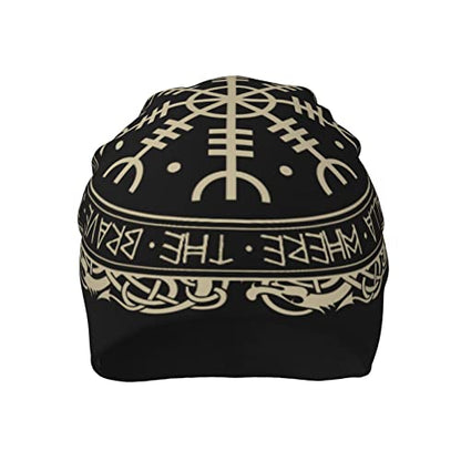 Men Vikings Beanie Caps,Norse Rune Skull Cap Knit Hat Slouchy Cap Autumn Summer Casual Beanies Hat - color: Norse Runes Printed