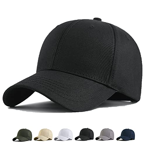 Oversize Baseball Cap XXL Big Head Hats for Men Large Head Hats Dad Hat Adjustable 23.6"-26.8" - color: Black