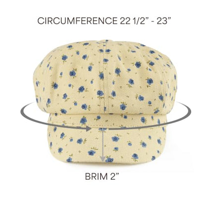 C.C Knitted Newsboy Cap for Women – Soft Knit Hat with Adjustable Velcro, Lightweight Warm Winter Style - color: Cotton Flower-beige