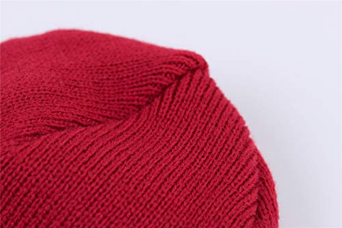 Connectyle Men's Knit Winter Hat with Ear Flaps Fleece Lined Beanie Warm Knitted Skull Cap Beanies Watch Hat - color: Red