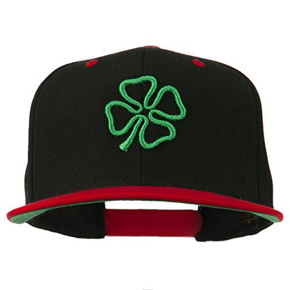 3D Clover Embroidered Two Tone Snapback Cap - color: Black Red