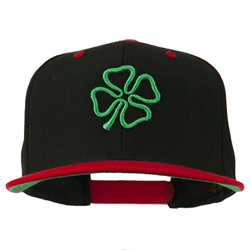 3D Clover Embroidered Two Tone Snapback Cap - color: Black Red