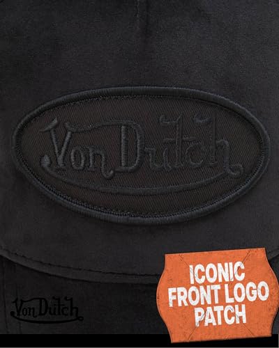 Von Dutch Unisex Velvet Trucker Hat, Curved Bill, Mesh Back, Snapback - color: Black Patched