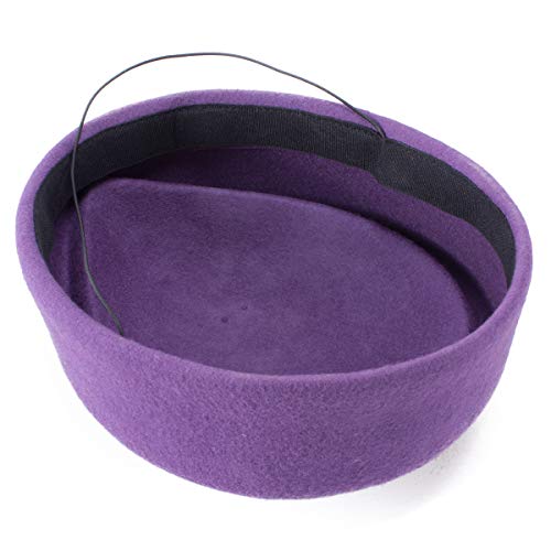Lawliet Wool Stewardess Air Hostesses Pillbox Hat Millinery Teardrop Fascinator Base A040 - color: Purple