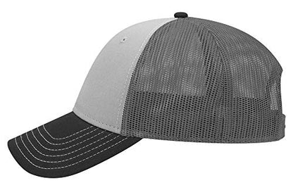 OTTO 6 Panel Low Profile Contrast Vertical Mesh Back Cap - color: Blk/Gry/Ch.gry