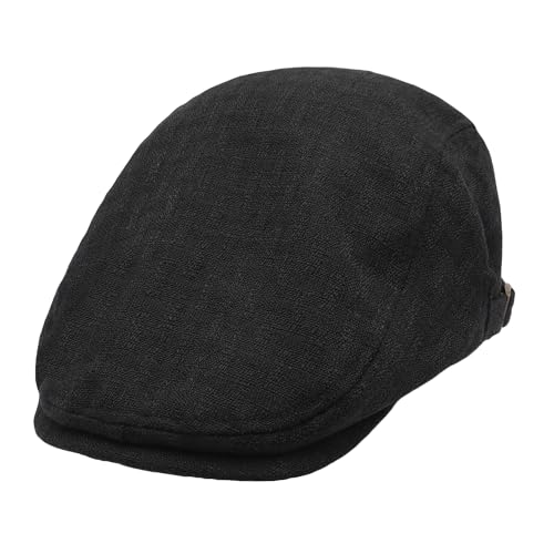 ZLYC Men Summer Flat Cap Scally Ivy Gatsby Newsboy Beret Driver Hat - color: Plain Black