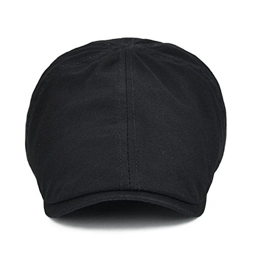 VOBOOM Cotton Flat Cabbie Hat Gatsby Ivy Irish Hunting Newsboy Cap - color: Black