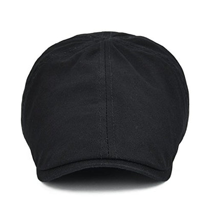 VOBOOM Cotton Flat Cabbie Hat Gatsby Ivy Irish Hunting Newsboy Cap - color: Black