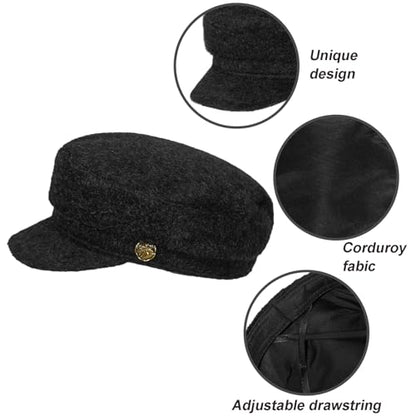 Womens Newsboy Cap 100% Wool Visor Beret Hat