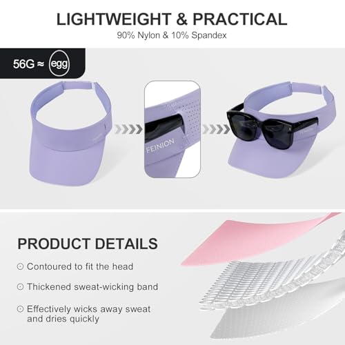 FEINION Women Stretchy Sun Visor with Sunglass Slot Baseball Hat - color: Purple