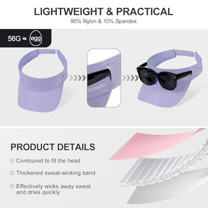 FEINION Women Stretchy Sun Visor with Sunglass Slot Baseball Hat - color: Purple