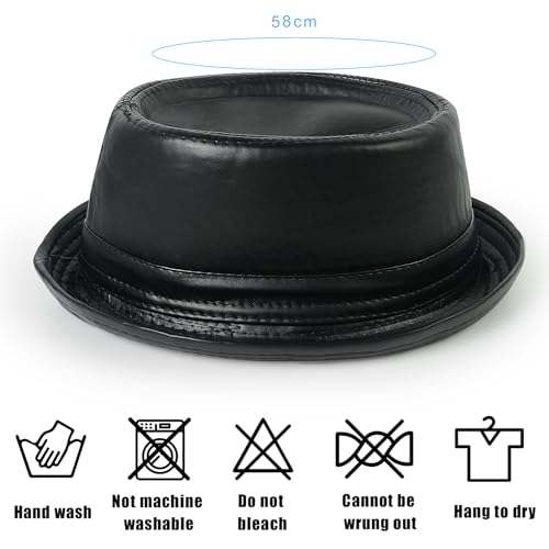 Luwint Cute Fedora Hat - Lightweight Breathable Mesh Crushable Roll Up Short Brim Bowler Derby Cap - color: Pu-black