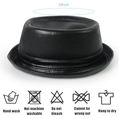Luwint Cute Fedora Hat - Lightweight Breathable Mesh Crushable Roll Up Short Brim Bowler Derby Cap - color: Pu-black