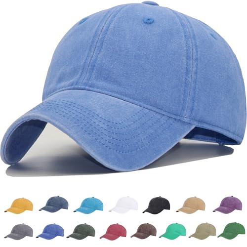 Vintage Washed Cotton Plain Baseball Caps Adjustable Unstructured Blank Casual Dad Ball Hats for Men Women, M/L/XL/XXL - color: 1pc Royal Blue, size: Medium-Large