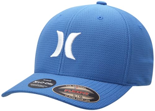 Hurley Mens Baseball Cap, H2O-Dri Stretch Fitted Hat with Curved Bill - color: Royal Pulse, size: Small-Medium