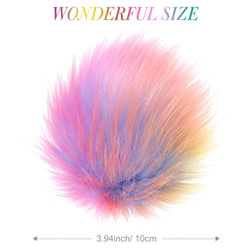 Tatuo 16 Pcs Faux Fur Pom Poms for Hats, Mermaid Color - color: Mermaid Color
