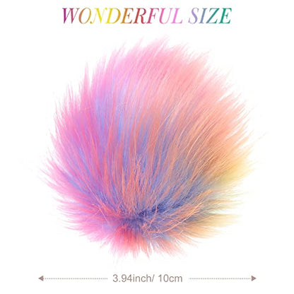 Tatuo 16 Pcs Faux Fur Pom Poms for Hats, Mermaid Color - color: Mermaid Color