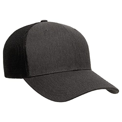 Yupoong Classic Mesh 6 Panel Retro Trucker Cap | Mid Profile Snapback - color: Dark Heather
