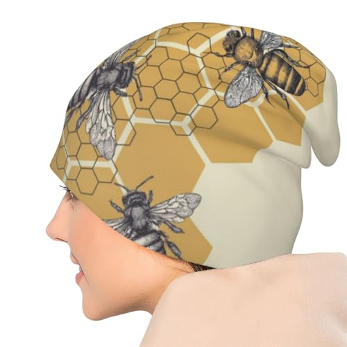 Slouchy Beanie Hat Skull Cap Chemo Headwear Baggy Hats for Men Women Running Cycling - color: Funny Bee