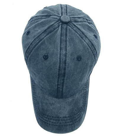 Glamorstar Classic Unisex Baseball Cap Adjustable Washed Dyed Cotton Ball Hat - color: Navy