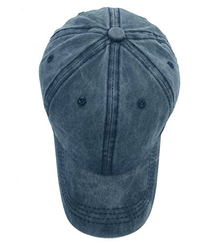 Glamorstar Classic Unisex Baseball Cap Adjustable Washed Dyed Cotton Ball Hat - color: Navy